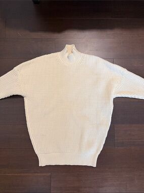 VICTORIA BECKHAM Cream Chunky Knit Funnel Neck Sweater